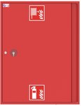 Internal hydrant DN25 with space for a fire extinguisher, surface-mounted, semi-rigid hose L=30m, patent lock, dimensions width/height/depth. 780x1010x165mm, red RAL3000